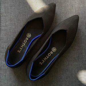 Rothy’s Point Flat Shoes, Solid Black, Size 9.5